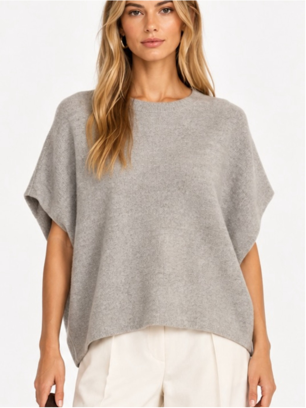 Black Goat Cashmere XL Grey Oversized Poncho Sweater 100% Cashmere